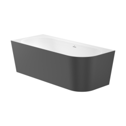 RAINA wanna narożna LEWA Stonex 170x75 corner, przel. slot, syfon klik-klak kolor czarny mat zew./biały wew. ROCA A2486660K0