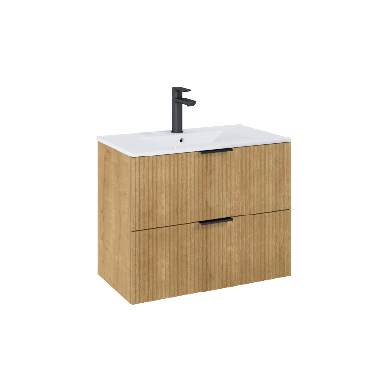 REEF Szafka łazienkowa 80 cm z 2 szufladami, do kompletacji z umywalką Hebe, jasny dąb ROCA A857955464