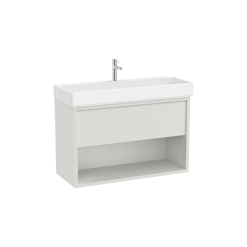 TURA Zestaw łazienkowy UNIK z 1 szufladą i dolną półką 100 cm, niecka centralna, jeden otwór na baterie ROCA A852037558