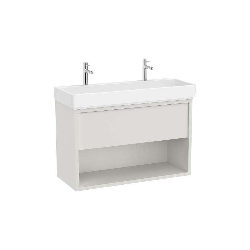 TURA Zestaw łazienkowy UNIK z 1 szufladą i dolną półką 100 cm, niecka centralna, dwa otwory na baterie ROCA A852038558