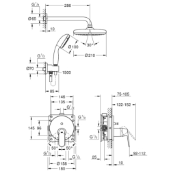 Eurosmart Cosmopolitan Zestaw prysznicowy Tempesta 210 GROHE 25219001