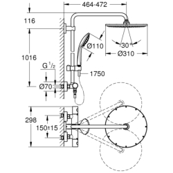 Euphoria System 310 System prysznicowy z termostatem do montażu ściennego GROHE 26075DA0