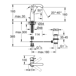 Essence Bateria umywalkowa,  Rozmiar M GROHE 24173GL1